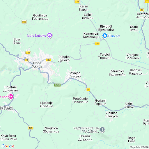 Dekorativna mapa lokacije Sevojno
